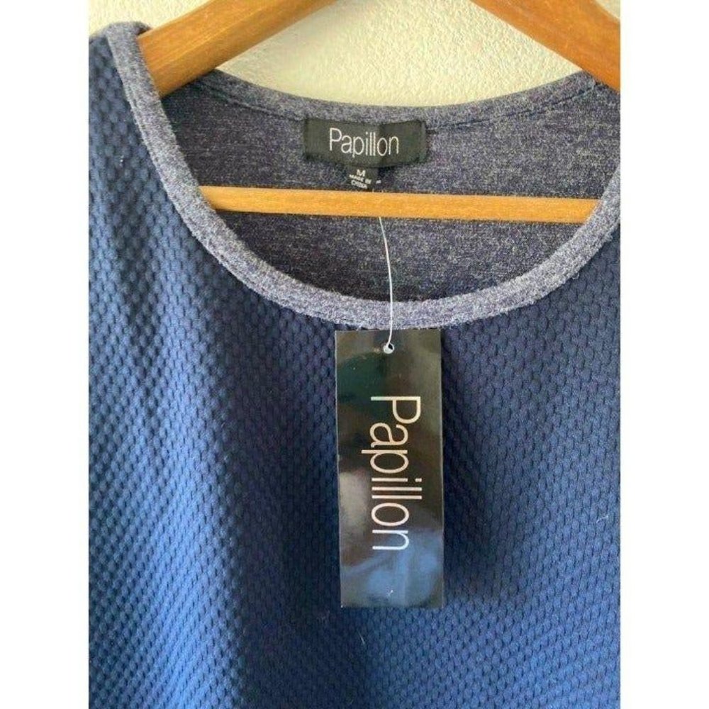 PAPILLON Textured Knit Dress Navy Size S - Picture 8 of 12